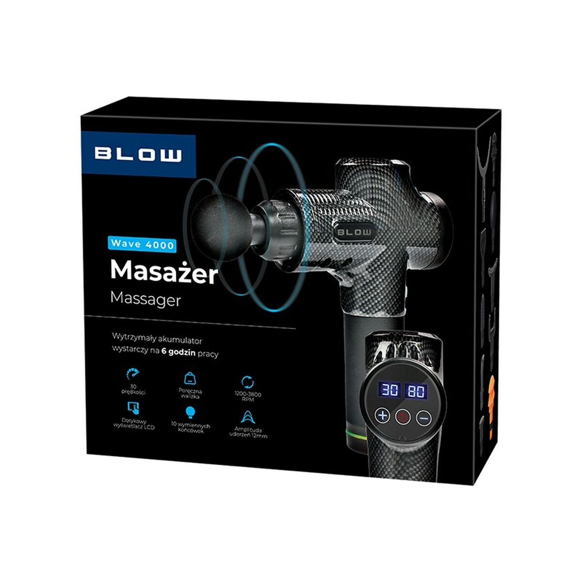 Masseur de Main Électrique Blow Wave 4000 Noir Gris 2200 mAh